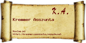 Kremmer Asszunta névjegykártya